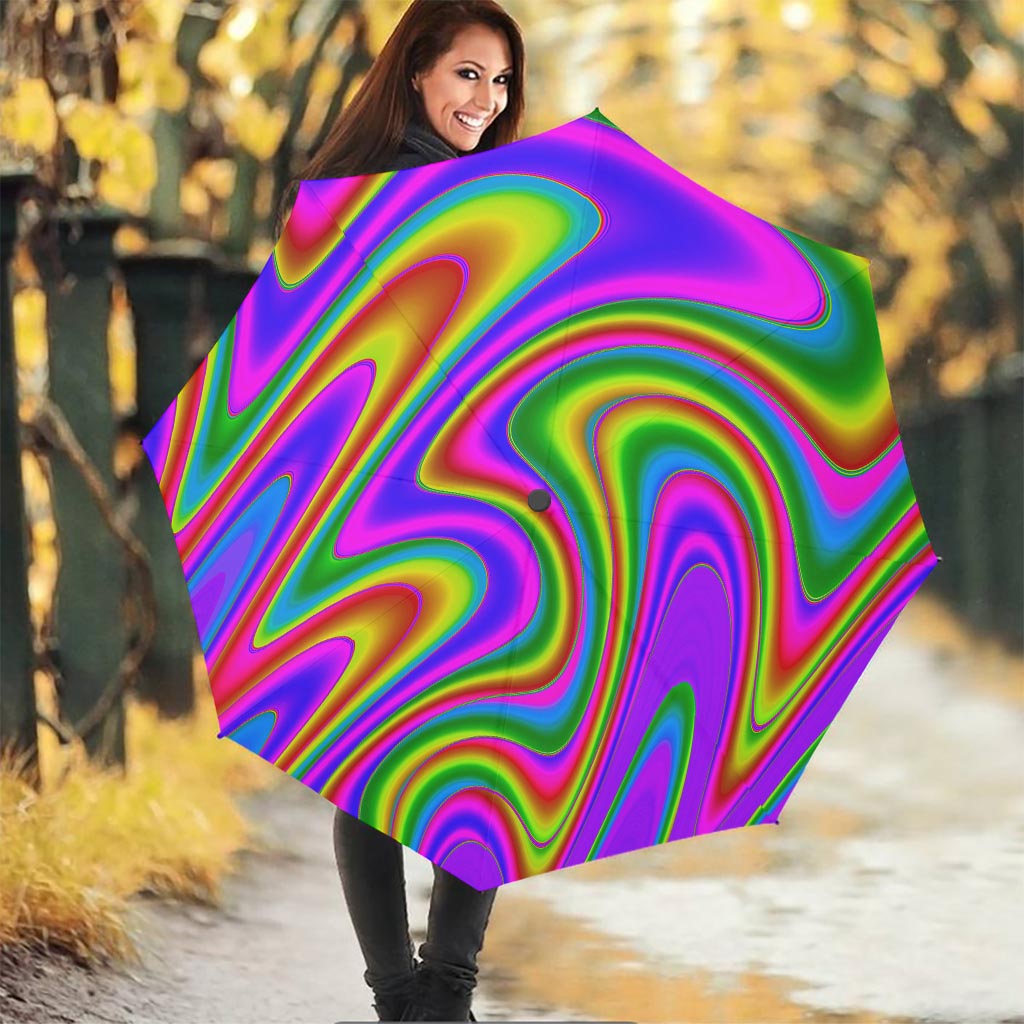 Abstract Neon Trippy Print Foldable Umbrella