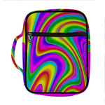 Abstract Neon Trippy Print Front Pocket Bible Bag