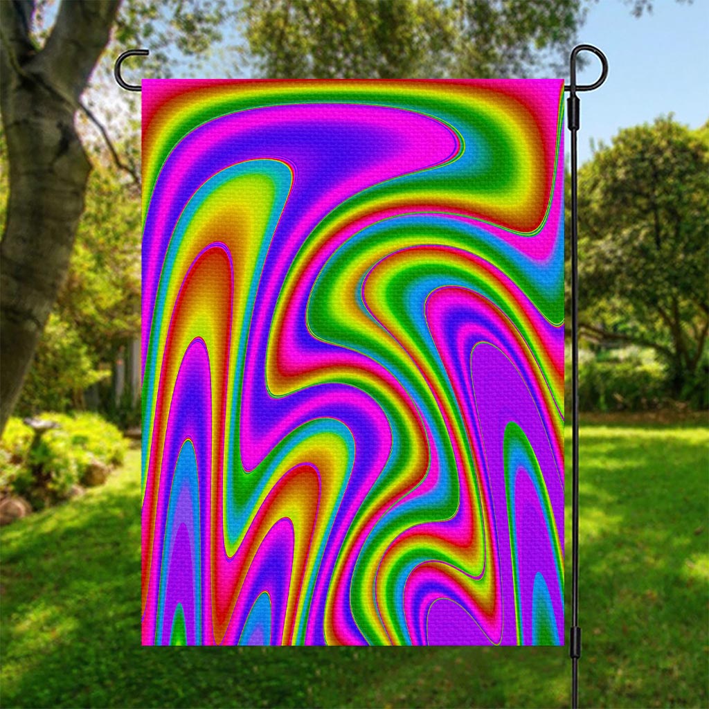 Abstract Neon Trippy Print Garden Flag