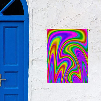 Abstract Neon Trippy Print Garden Flag
