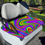 Abstract Neon Trippy Print Golf Cart Seat Cover