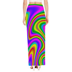 Abstract Neon Trippy Print High Slit Maxi Skirt