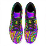 Abstract Neon Trippy Print High Top Leather Sneakers