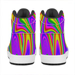 Abstract Neon Trippy Print High Top Leather Sneakers