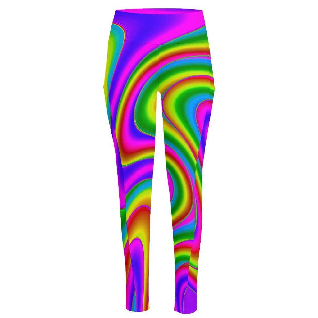 Abstract Neon Trippy Print High-Waisted Pocket Leggings