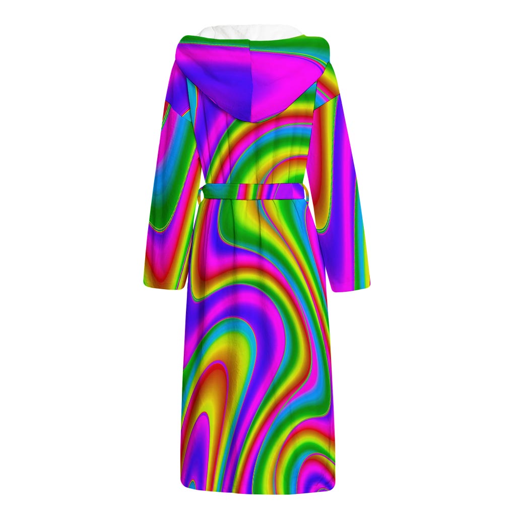 Abstract Neon Trippy Print Hooded Bathrobe