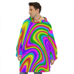Abstract Neon Trippy Print Hoodie Blanket