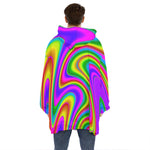 Abstract Neon Trippy Print Hoodie Blanket