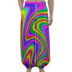Abstract Neon Trippy Print Lantern Pants