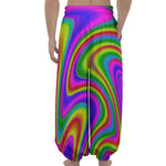 Abstract Neon Trippy Print Lantern Pants