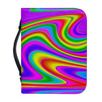 Abstract Neon Trippy Print Leather Bible Cover