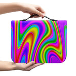 Abstract Neon Trippy Print Leather Bible Cover