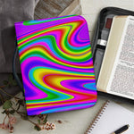 Abstract Neon Trippy Print Leather Bible Cover
