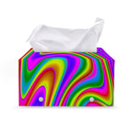 Abstract Neon Trippy Print Leather Tissue Box Cover