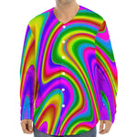 Abstract Neon Trippy Print Long Sleeve Baseball Jersey