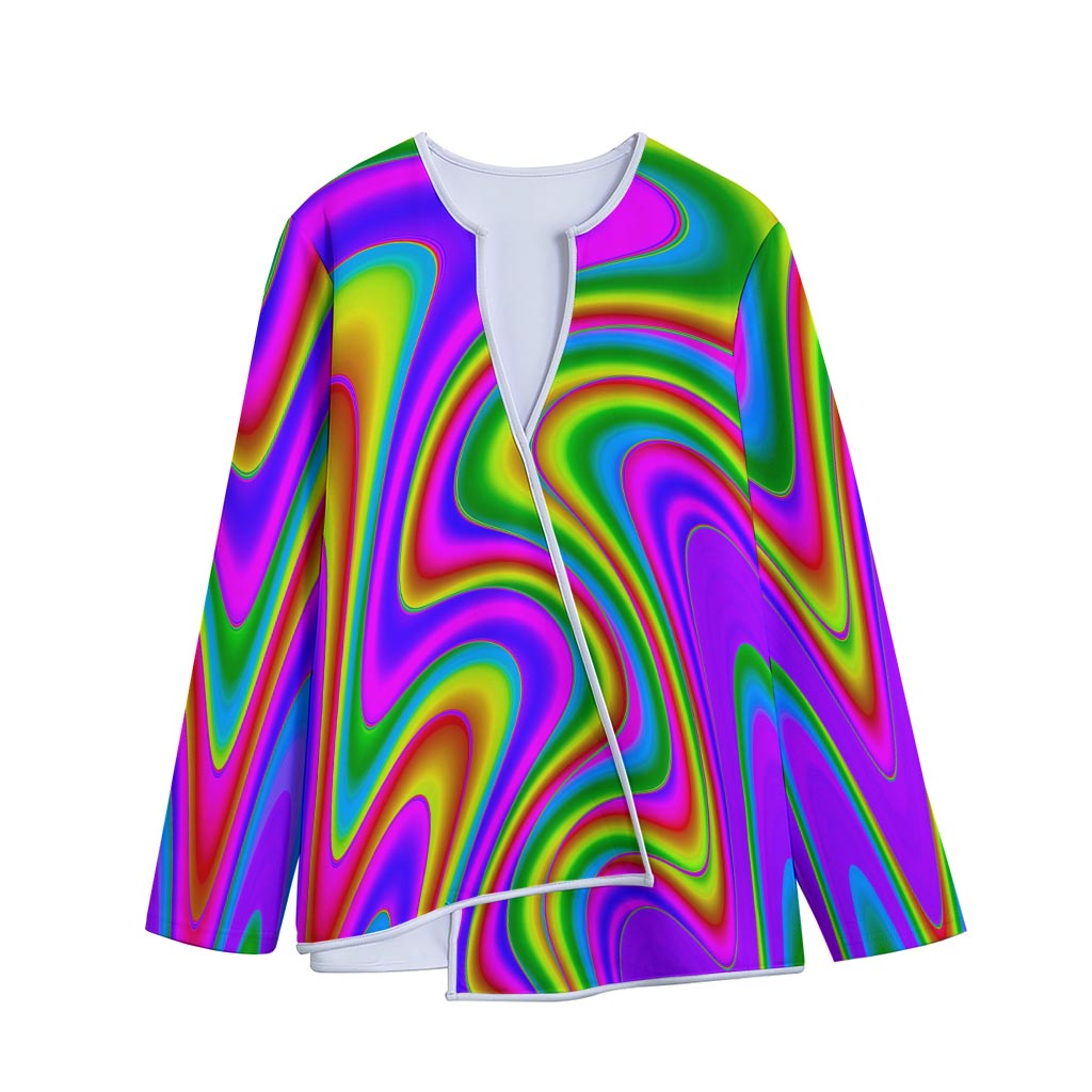 Abstract Neon Trippy Print Long Sleeve Short Coat