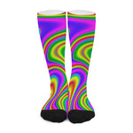 Abstract Neon Trippy Print Long Socks