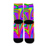 Abstract Neon Trippy Print Long Socks