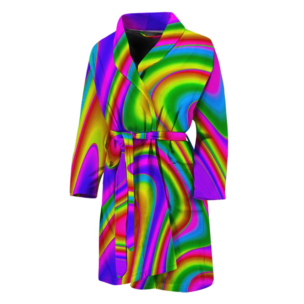 Abstract Neon Trippy Print Men's Bathrobe