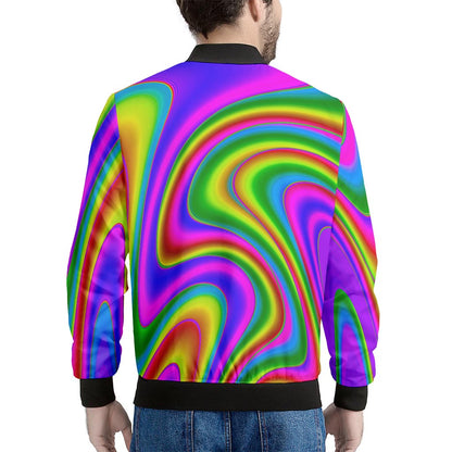 Abstract Neon Trippy Print Men's Bomber Jacket