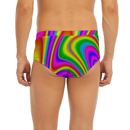 Abstract Neon Trippy Print Men's Briefs