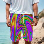 Abstract Neon Trippy Print Men's Cargo Shorts