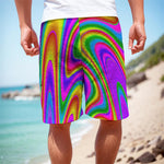 Abstract Neon Trippy Print Men's Cargo Shorts