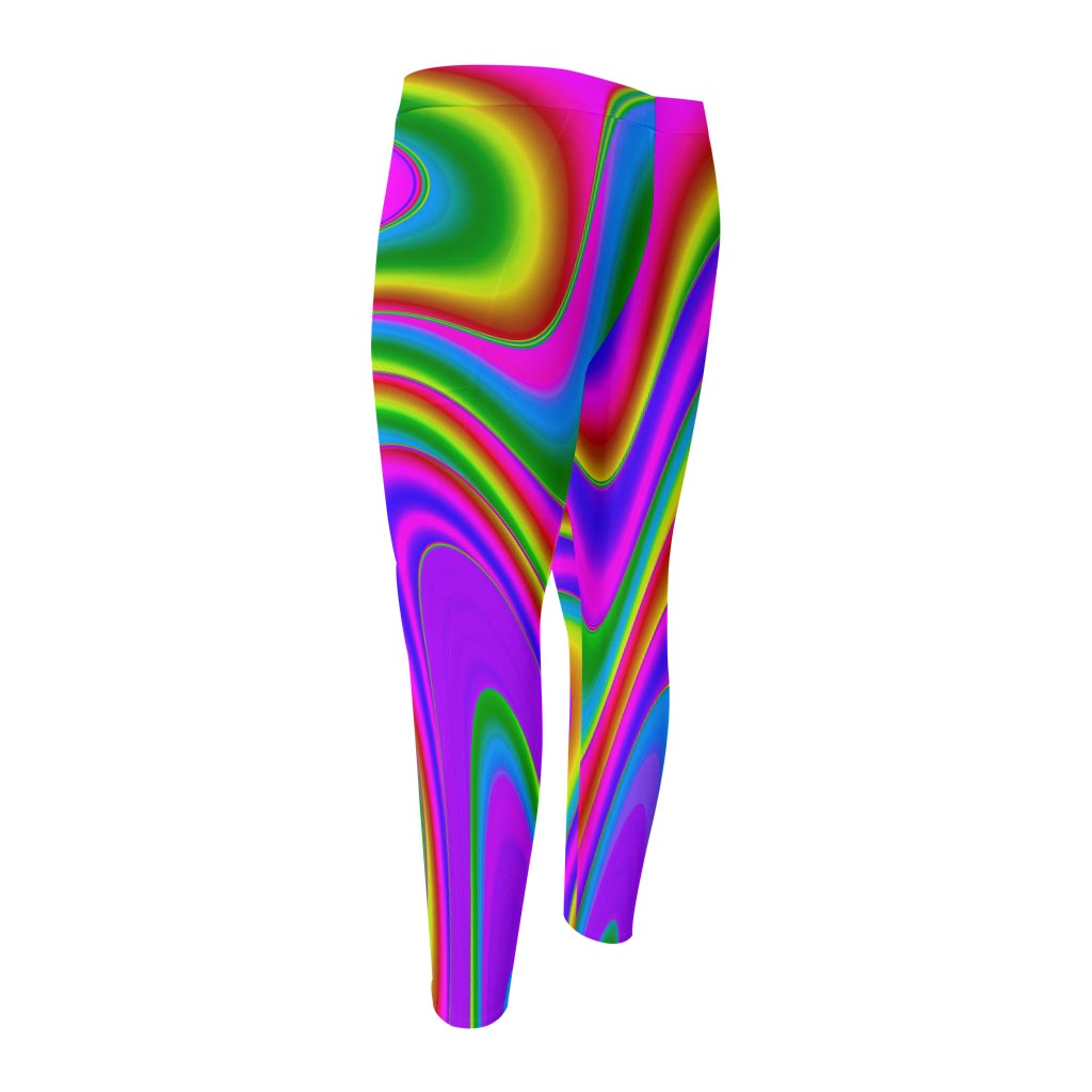 Abstract Neon Trippy Print Men's Compression Pants