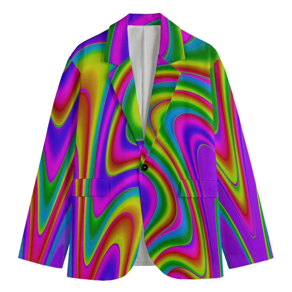 Abstract Neon Trippy Print Men's Cotton Blazer