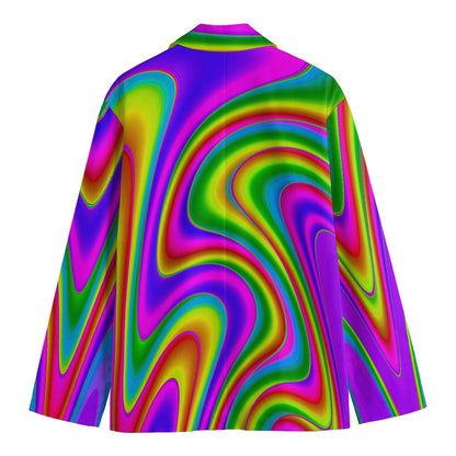 Abstract Neon Trippy Print Men's Cotton Blazer