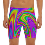 Abstract Neon Trippy Print Men's Long Boxer Briefs