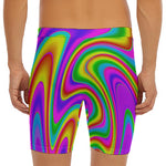 Abstract Neon Trippy Print Men's Long Boxer Briefs