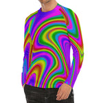 Abstract Neon Trippy Print Men's Long Sleeve Rash Guard