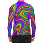 Abstract Neon Trippy Print Men's Long Sleeve Rash Guard