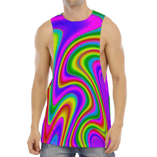 Abstract Neon Trippy Print Men's Muscle Tank Top