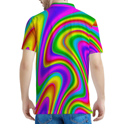 Abstract Neon Trippy Print Men's Polo Shirt