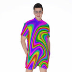 Abstract Neon Trippy Print Men's Rompers