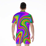 Abstract Neon Trippy Print Men's Rompers
