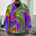 Abstract Neon Trippy Print Men's Shirt Jacket