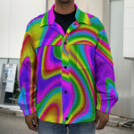 Abstract Neon Trippy Print Men's Shirt Jacket