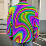 Abstract Neon Trippy Print Men's Shirt Jacket