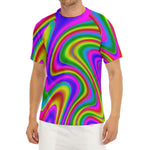 Abstract Neon Trippy Print Men's Short Sleeve Rash Guard
