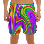 Abstract Neon Trippy Print Men's Split Running Shorts