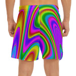 Abstract Neon Trippy Print Men's Split Running Shorts
