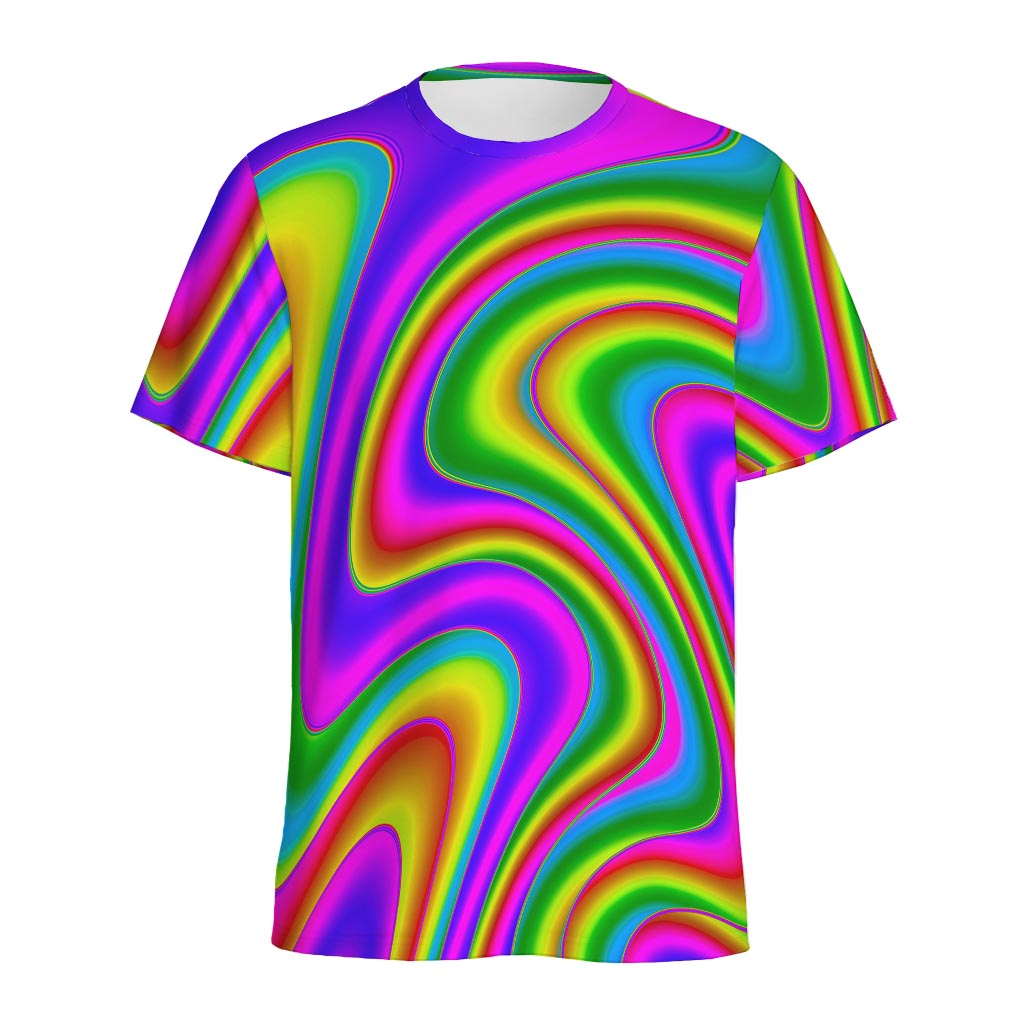 Abstract Neon Trippy Print Men's Sports T-Shirt