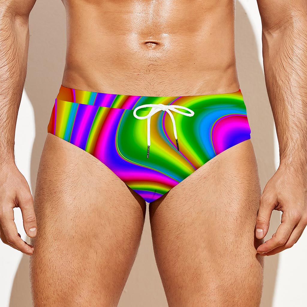 Abstract Neon Trippy Print Men's Swim Briefs