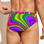 Abstract Neon Trippy Print Men's Swim Briefs
