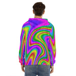 Abstract Neon Trippy Print Men's Velvet Pullover Hoodie