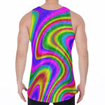 Abstract Neon Trippy Print Men's Velvet Tank Top