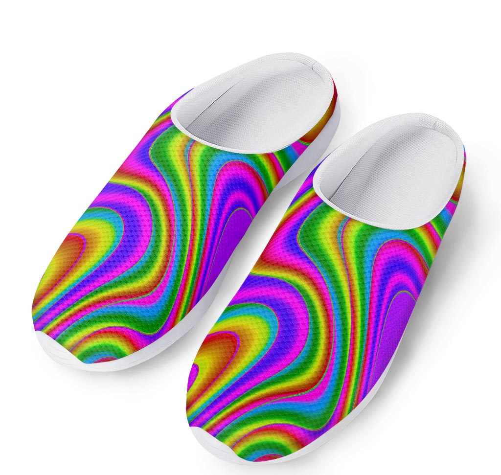 Abstract Neon Trippy Print Mesh Casual Shoes
